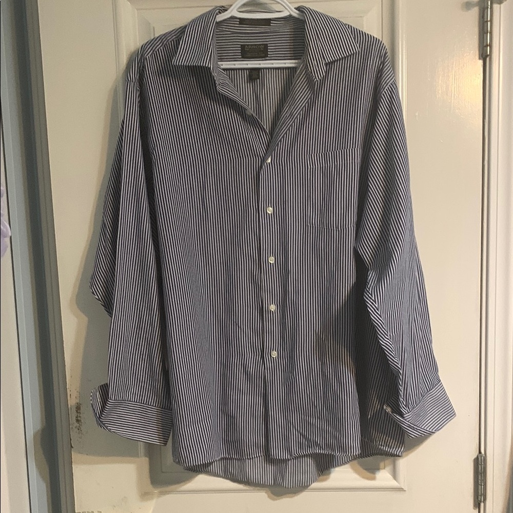 Arrow Classic Blue Striped Men's Shirt - Picture 1 of 8